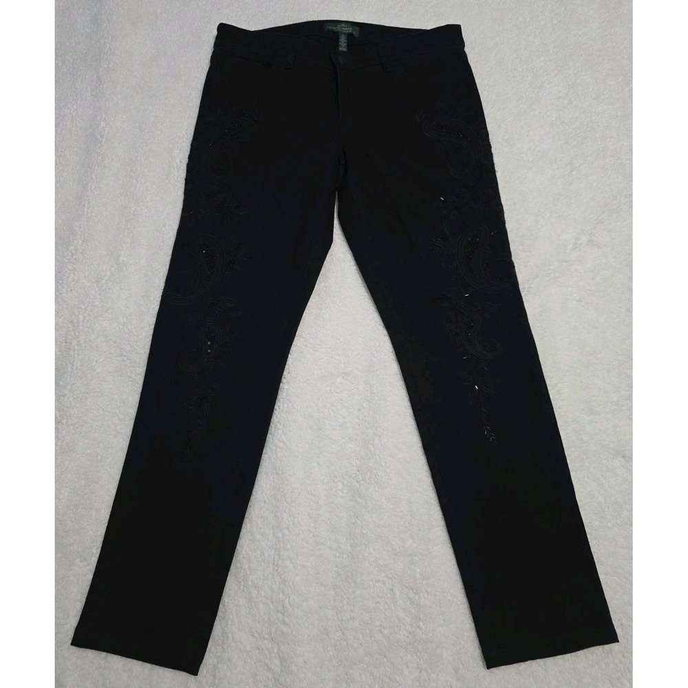 LRL Lauren Jeans Womens Jeans Size 10  Black Slim Embellished